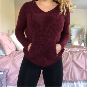Maroon Knit Hoodie